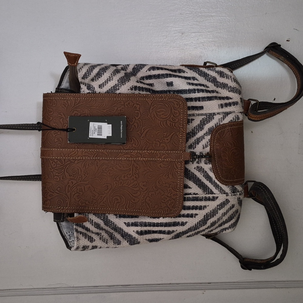 Brown and Black Patterned Backpack NWT - image 1